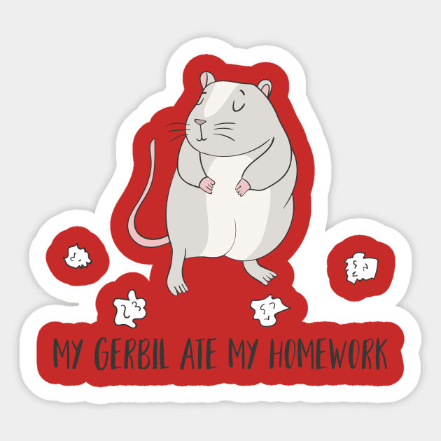 My Gerbil Ate My Homework, Funny Pet Sticker by Dreamy Panda Designs